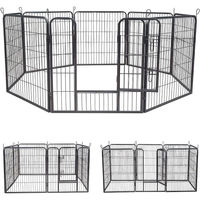 Produktbild von Mucola Welpenlaufstall aus Metall mit 8 Elementen 80x80cm Silber - 8 x 0,64 Stk.