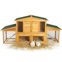 Produktbild von Mucola XXL Hasenstall aus Holz für Kaninchen und Meerschweinchen mit Freilaufgehege wetterfest 215x73x100 cm Braun