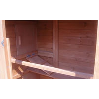 Produktbild von Mucola XXL Hasenstall mit Freilaufgehege aus Holz inklusive 2 Rampen und 2 Nestboxen für Kaninchen Meerschweinchen und Hühner 171x80x166 cm Braun