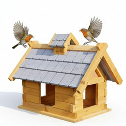 Mucola XXL Holz-Vogelhaus mit Holzschindeln in Natur/Grau 44x34x37 cm – Bild 1 von 7