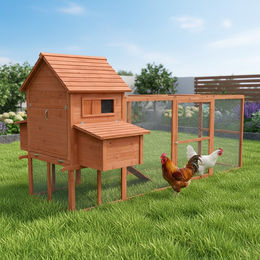 Mucola XXL Hühnerstall mit Freilaufgehege und 2 Nextboxen aus Holz in Natur Braun für Hühner, Enten, Wachteln und Kaninchen 310x150x150cm – Bild 1 von 10