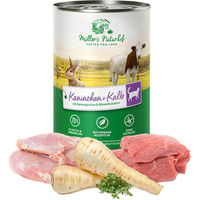 Produktbild von Müller’s Naturhof Tiernahrung Kaninchen Kalb Huhn Stückchen in Sauce getreidefrei glutenfrei 6 x 400 g - 6 x 400 g
