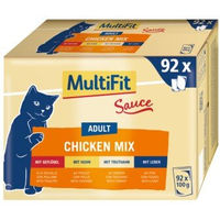 Produktbild von MultiFit Adult Hundefutter Chicken Mix Multipack XXL 92x100g Stückchen in Sauce mit Huhn und Truthahn ohne Zucker und Konservierungsstoffe - 92 x 100 g