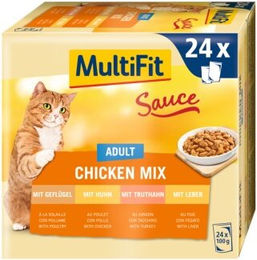 MultiFit Adult Hundefutter Stückchen in Sauce Chicken Mix Geflügel Multipack 24x100 g - 24 x 100 g – Bild 1 von 2
