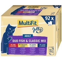 Produktbild von MultiFit Adult Katzenfutter Multipack XXL Fish & Classic Mix Stückchen in Gelee 92x100g - 92 x 100 g