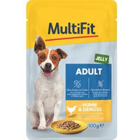 Produktbild von MultiFit Adult Little Dog Pouch Stückchen in Gelee Huhn & Gemüse 48x100 g - 48 x 100 g
