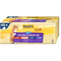 Produktbild von MultiFit Adult Nassfutter Multipack mit Stückchen in Sauce Fish & Classic Mix 48x100 g - 48 x 100 g