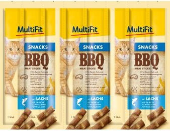 MultiFit BBQ Meat Sticks Lachs Getreidefrei und Glutenfrei 35g - 7 x 8 g – Bild 1 von 3