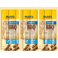 Produktbild von MultiFit BBQ Meat Sticks Lachs Getreidefrei und Glutenfrei 35g - 7 x 8 g