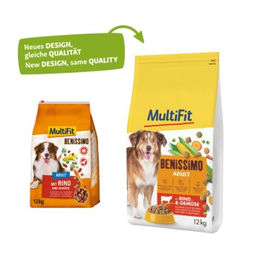 MultiFit Benissimo Trockenfutter Hund Adult mit Rind und Geflügel ohne Zucker 12 kg - 12 kg – Bild 1 von 2