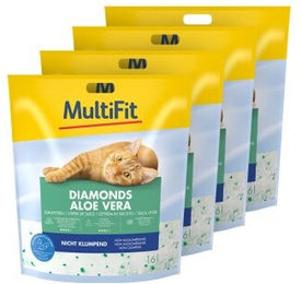 Produktbild von MultiFit Diamonds Aloe Vera Silikatstreu für Katzen 4x16 l - 4 x 15 l