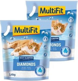 Produktbild von MultiFit Diamonds Silikat-Katzenstreu für alle Altersstufen 2x8 l - 2 x 8 l