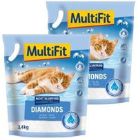 Produktbild von MultiFit Diamonds Silikat-Katzenstreu für alle Altersstufen 2x8 l - 2 x 8 l