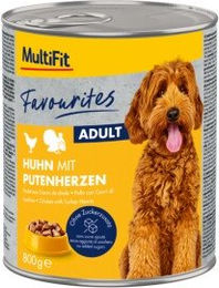 MultiFit Favourites Hund Nassfutter Adult Huhn mit Putenherzen ohne Zucker 6x800 g - 6 x 800 g – Bild 1 von 2