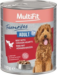 MultiFit Favourites Hund Nassfutter Adult Rind mit Hühnerherzen hoher Fleischanteil ohne Zucker 6x800 g – Bild 1 von 2