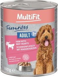 MultiFit Favourites Nassfutter Hund Adult Schinken mit Rinderherzen mit hohem Fleischanteil und ohne Zucker 6x800 g – Bild 1 von 2
