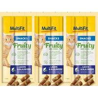 Produktbild von MultiFit Fruity Meat Sticks Lachs und Blaubeere Leckerli 35g