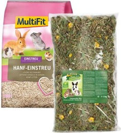 Produktbild von MultiFit Grainfree Hanfstreu mit Löwenzahn für Kaninchen und Nager 1kg - 1 kg