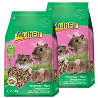 Produktbild von MultiFit Hauptfutter für Maus, Rennmaus und Zwerghamster mit Insekten und Fisch ohne Zucker und Konservierungsstoffe 2x2,5 kg - 2 x 2,5 kg