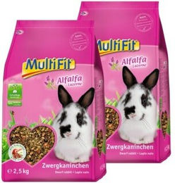Produktbild von MultiFit Hauptfutter für Zwergkaninchen mit Alfalfa ohne tierisches Protein 2x2,5 kg - 2 x 2,5 kg