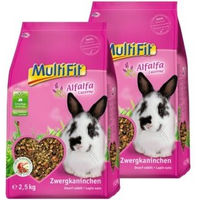 Produktbild von MultiFit Hauptfutter für Zwergkaninchen mit Alfalfa ohne tierisches Protein 2x2,5 kg - 2 x 2,5 kg