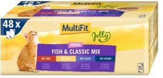 Produktbild von MultiFit Junior Katzen Nassfutter Multipack mit Stückchen in Gelee 48x100 g