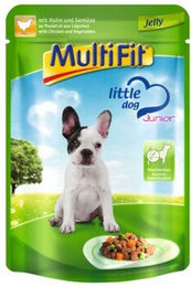 Produktbild von MultiFit Junior Little Dog Pouch Stückchen in Gelee Huhn & Gemüse 24x100 g - 24 x 100 g