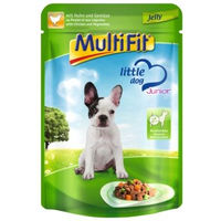 Produktbild von MultiFit Junior Little Dog Pouch Stückchen in Gelee Huhn & Gemüse 24x100 g - 24 x 100 g