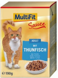 Produktbild von MultiFit Katzenfutter Adult Stückchen in Sauce Thunfisch 12x190g