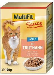 Produktbild von MultiFit Katzenfutter Adult Stückchen in Sauce Truthahn 12x190g