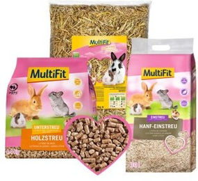 Produktbild von MultiFit Katzenstreu-Set aus Naturmaterialien Holz Hanf und Stroh
