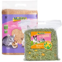 Produktbild von MultiFit Kleintierstreu aus Holzspänen und Heu mit Löwenzahn für Kaninchen 2x56L und 2x500g - 2 x 56 l