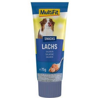 Produktbild von MultiFit Lachscreme Paste für Hunde Adult ohne Zucker 12x75g - 12 x 75 g