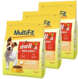 MultiFit Mellos Trockenfutter Hund Adult Mini Geflügel ohne Farb- und Aromastoffe 3x1 kg - 3 x 1 kg – Bild 1 von 2
