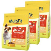 Produktbild von MultiFit Mellos Trockenfutter Hund Adult Mini Geflügel ohne Farb- und Aromastoffe 3x1 kg - 3 x 1 kg