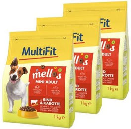 MultiFit Mellos Trockenfutter Hund Adult Mini Rind und Karotten ohne Farb- und Aromastoffe 3x1 kg - 3 x 1 kg – Bild 1 von 2