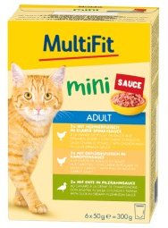 Produktbild von MultiFit Mini Nassfutter Katze Adult Geflügel Stückchen in Sauce ohne Zucker 6x50 g - 6 x 50 g