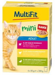 MultiFit Mini Nassfutter Katze Adult Stückchen in Sauce Multipack 6x50 g - 6 x 50 g – Bild 1 von 2