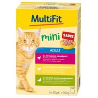 Produktbild von MultiFit Mini Nassfutter Katze Adult Stückchen in Sauce Multipack 6x50 g - 6 x 50 g