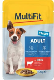 Produktbild von MultiFit Nassfutter Hund Adult Little Dog Ragout Rind Stückchen in Sauce 48x100 g ohne Farb- und Aromastoffe sowie Konservierungsstoffe - 48 x 100 g