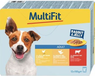 MultiFit Nassfutter Hund Adult Ragout & Jelly mit Huhn und Rind getreidefrei 12x100g – Bild 1 von 1