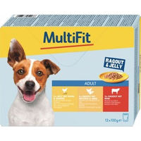 Produktbild von MultiFit Nassfutter Hund Adult Ragout & Jelly mit Huhn und Rind getreidefrei 12x100g
