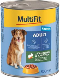Produktbild von MultiFit Nassfutter Hund Adult Ragout Kaninchen mit Karotten Stückchen in Sauce 24x800 g - 24 x 800 g
