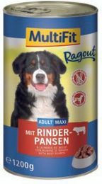 Produktbild von MultiFit Nassfutter Hund Adult Ragout Rinderpansen mit Stückchen in Sauce 12x1,2 kg - 12 x 1,2 kg
