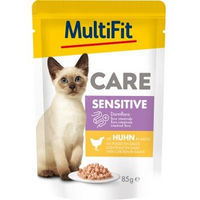 Produktbild von MultiFit Nassfutter Katze Adult Care Sensitive Huhn Stückchen in Sauce 24x85 g