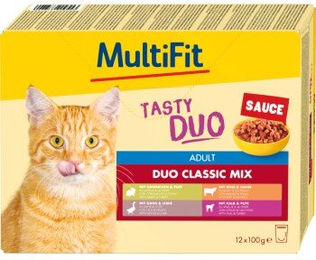 MultiFit Nassfutter Katze Adult Duo Classic Mix Tasty Duo Stückchen in Sauce 12x100 g - 12 x 100 g – Bild 1 von 2