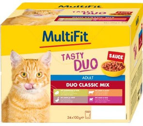 MultiFit Nassfutter Katze Adult Duo Classic Mix Tasty Duo Stückchen in Sauce 24x100 g - 24 x 100 g – Bild 1 von 3