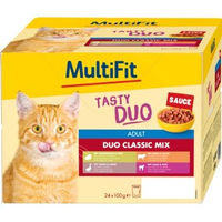 Produktbild von MultiFit Nassfutter Katze Adult Duo Classic Mix Tasty Duo Stückchen in Sauce 24x100 g - 24 x 100 g