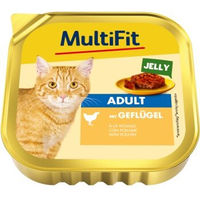 Produktbild von MultiFit Nassfutter Katze Adult Geflügel Stückchen in Gelee ohne Zucker 16x100 g - 16 x 100 g