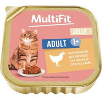 Produktbild von MultiFit Nassfutter Katze Adult Geflügel Stückchen in Gelee ohne Zucker 32x100 g - 32 x 100 g